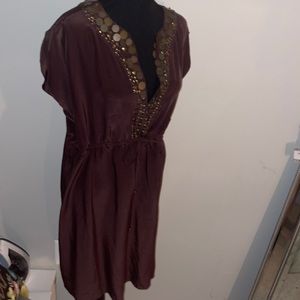 Vintage Michael Kors silk tunic dress coin medallions